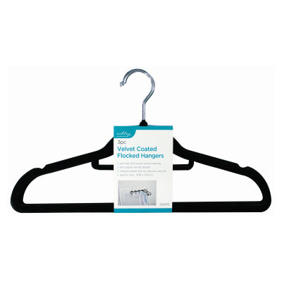 Ashley 3pc Velvet Flocked Coated Hangers Ashley 3pc Velvet Flocked Coated Hangers